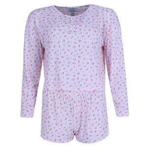 Mentally Exhausted Women's Floral Henley Long Sleeve and Shorts Set